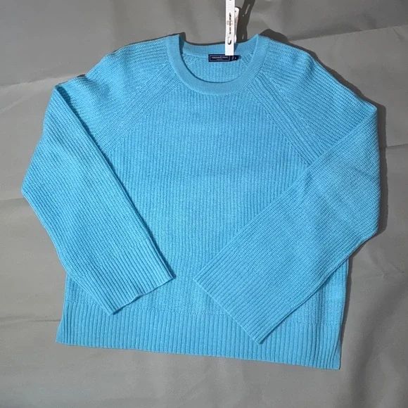 Vineyard Vines Light Aqua Blue Crew Neck Sweater Women’s 100% Cashmere Size L - Picture 3 of 9